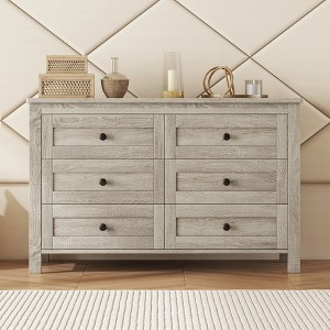 NicBex 6-Drawer Dresser for Bedroom,Retro Farmhouse Style Wooden Dressers,Chest of Drawers for Living Room,Dining Room,Hallway,Enterway - 1 of 4