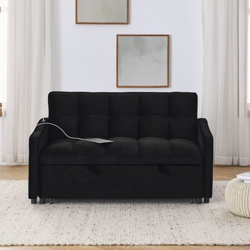 59.4 Upholstered Loveseat Sofa Couch, Pull-out Sofa Bed With Side Pocket,  Gray-modernluxe : Target