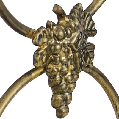 Gold Metal Two-Tier Wine Bottle Rack with Grapevine Accents