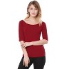 INSPIRE CHIC Women's Half Sleeves Scoop Neck Fitted Layering Soft T-Shirt - 4 of 4