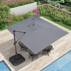 PURPLE LEAF Cantilever Umbrella Rectangle Outdoor Patio Umbrella Large Offset Hanging Umbrella with 360-degree Rotation Adjustable With Base - 1 of 4