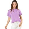 Allegra K Women's Short Sleeve Casual Business Pleated Mock Neck Tops - 2 of 4