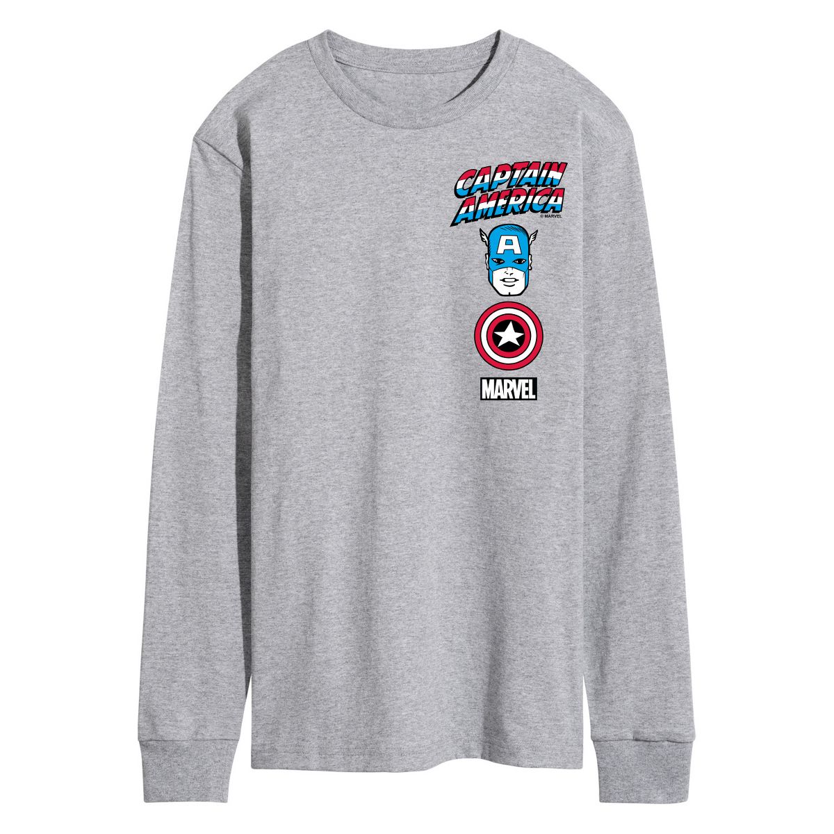Men's - Marvel - Captain America Logo Stack Long Sleeve Graphic T-Shirt