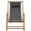 vidaXL Deck Chair Dark grey Bamboo, Canvas (100% polyester) Standard - 2 of 4