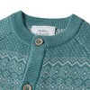 Stellou & Friends 100% Cotton Knit Norwegian Jacquard Design Baby  Boys Girls Long Sleeve Cardigan Sweater  - 18-24 Months / Teal with Beige - 3 of 4