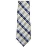 TheDapperTie Men's Navy Blue, Ivory And White Checks Necktie with Hanky