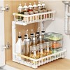 2 Tier Slide Out Under Sink Storage Shelves, Two Tier Pull Out Kitchen Bathroom Organizers and Storage, Pull Out Cabinet Organizer, White - 4 of 4