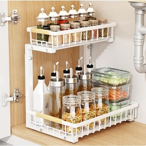 Under Sink Organizer, Pull Out Cabinet Organizers 2 Tier Slide Sink Steel Shelf Cabinet Storage Shelves, Under Sink Storage for Kitchen Bathroom - 1 of 4