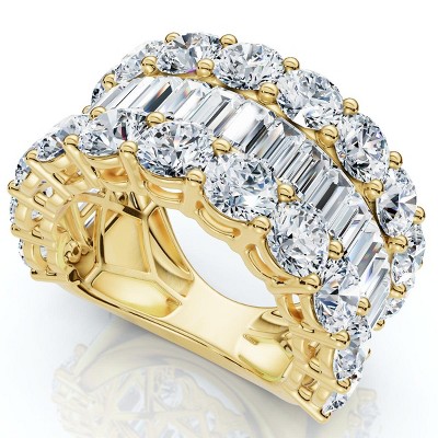 Pompeii3 7.50Ct Baguette & Round Diamond Ring 10k Gold Lab Created