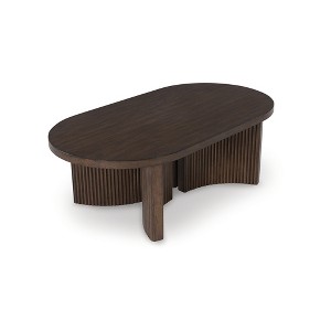 Signature Design by Ashley Korestone Mid-Century Oval Coffee Table, Dark Brown - 1 of 4