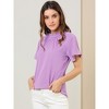 Allegra K Women's Short Sleeve Casual Business Pleated Mock Neck Tops - 4 of 4