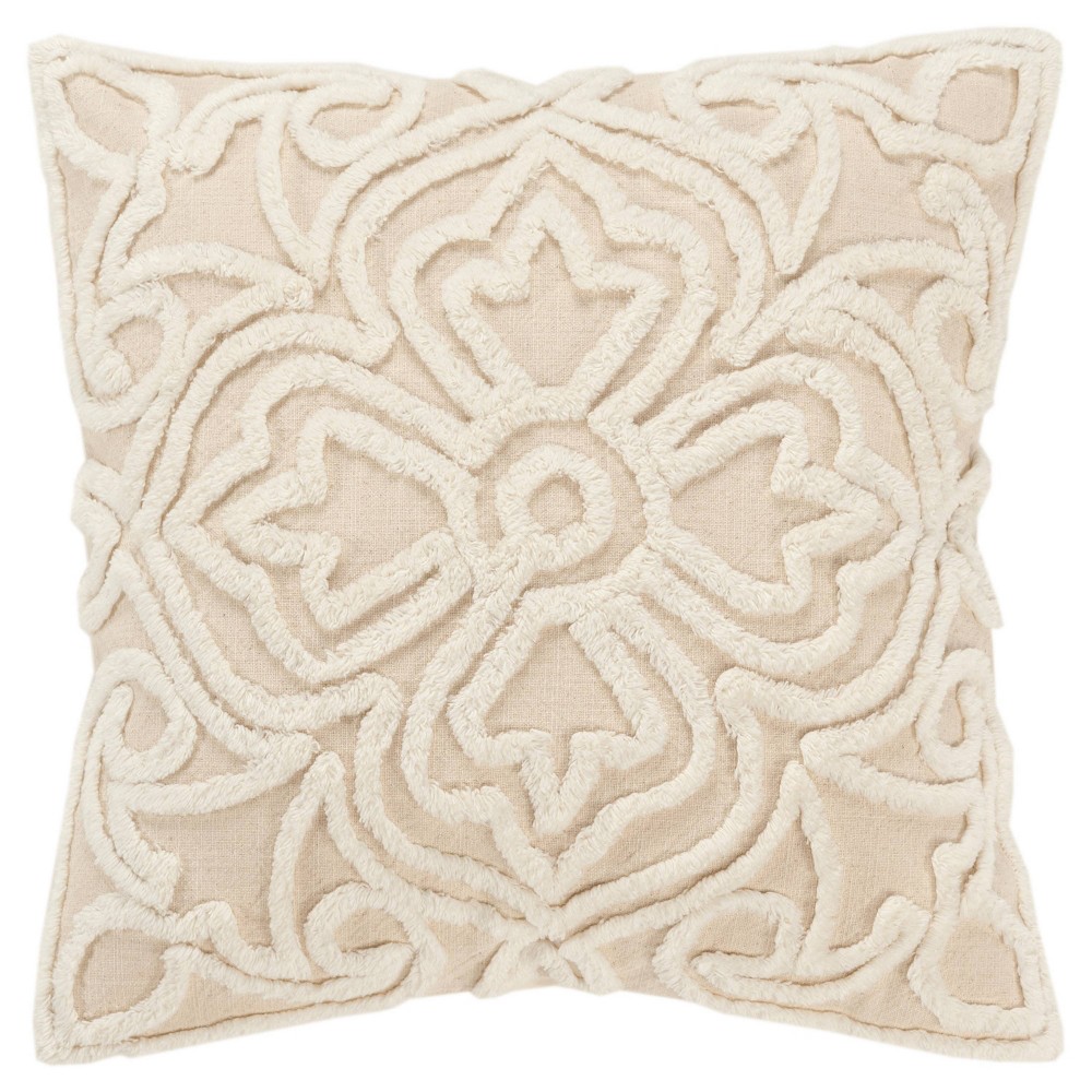 Photos - Pillowcase 20"x20" Oversize Medallion Square Throw Pillow Cover Natural - Rizzy Home