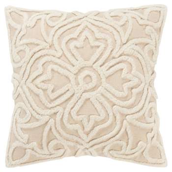 20"x20" Oversize Medallion Square Throw Pillow Cover Natural - Rizzy Home