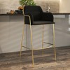 LeisureMod Axis 40" Upholstered Pub Chair Bar Stool Set of 2 with Gold Stainless Steel Base, Armrest & Footrest - Modern Accent for Kitchen & Bar - 2 of 4