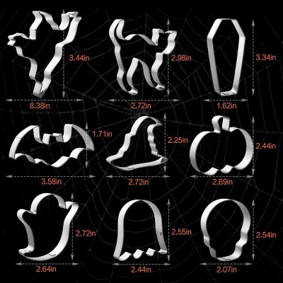 Halloween Cookie Cutters, 9-Piece Stainless Steel Set for Holiday Baking