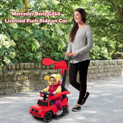 Red Mercedes Benz G350 3-in-1 Ride-On Push Car with Canopy