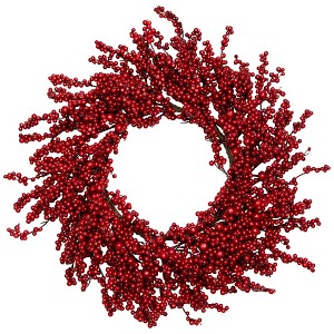 Northlight 22" Unlit Red Berries Artificial Christmas Wreath - 1 of 4