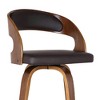30" Shelly Faux Leather Wood Swivel Barstool Brown - Armen Living: Upholstered, Footrest, Fixed Height - 4 of 4