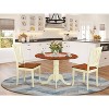 Dining Table Set with 2 Chairs, Round Dropleaf Kitchen Table, Solid Rubberwood, Saddle Brown Finish, 42x42 Inch - 2 of 4