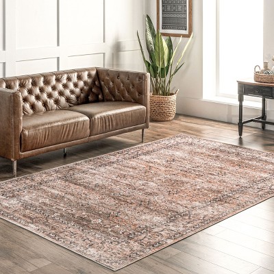 Myrtle Taupe 4' x 6' Vintage Washable Synthetic Area Rug
