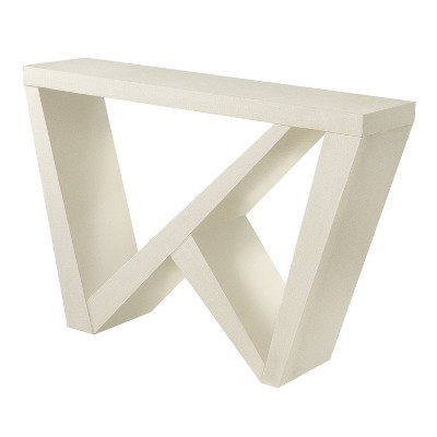 Cream Weave Modern Rectangular Console Table with Geometric Design