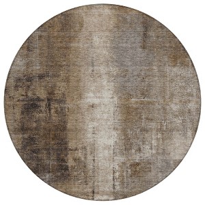 Brown And Ivory Abstract Washable Indoor Outdoor Area Rug - 1 of 4