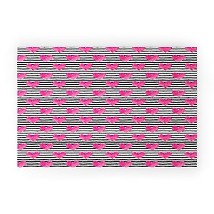 Little Arrow Design Co watercolor hearts on stripes Looped Vinyl Welcome Mat - Society6 - 1 of 4