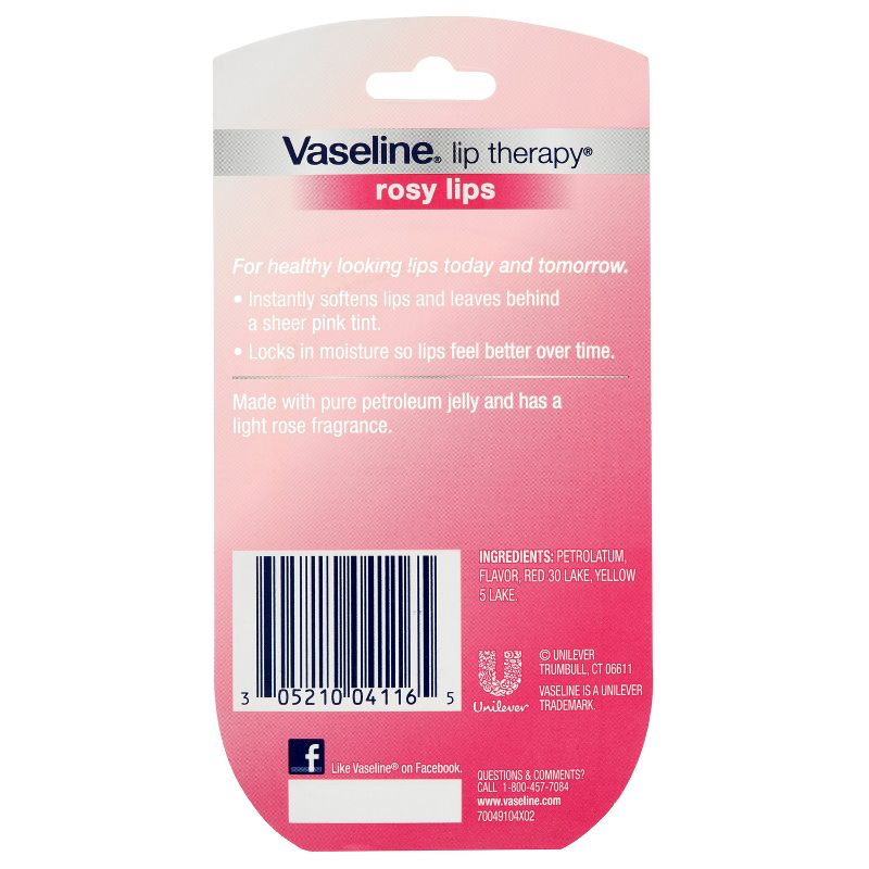 Vaseline Lip Therapy Fragrance free Rosy Lips Twin Pack - 2ct/0.5oz, 3 of 7