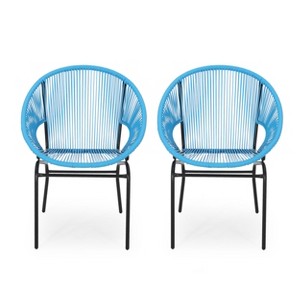 Maliang Patio Accent Chairs for Backyard,Porch -Blue - 1 of 4