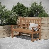 Merrick Lane Indoor/Outdoor Patio Bench/Dual-Person Loveseat with Slatted Acacia Wood Design for Use in Sunroom, Backyard, Porch, or Garden - 2 of 4