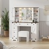 Makeup Vanity Desk, Adult Dressing Table Set, Vanity Desk with Lights Charging Station, Drawers, for Bathroom, Bedroom, White - image 3 of 4