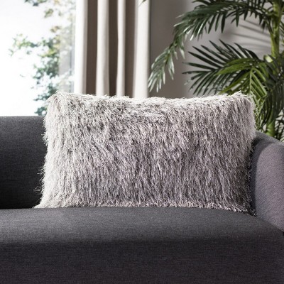 Shag Modish Metallic Silver Rectangular Feather Fill Pillow
