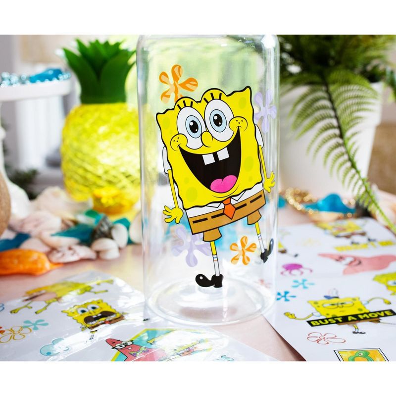 Silver Buffalo SpongeBob SquarePants Happy Laugh Flowers Twist Spout Water Bottle & Sticker Set, 5 of 7