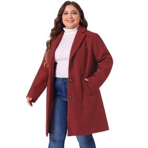 Agnes Orinda Women's Plus Size Winter Notched Lapel Single Breasted with Pockets Pea Coats - image 1 of 4