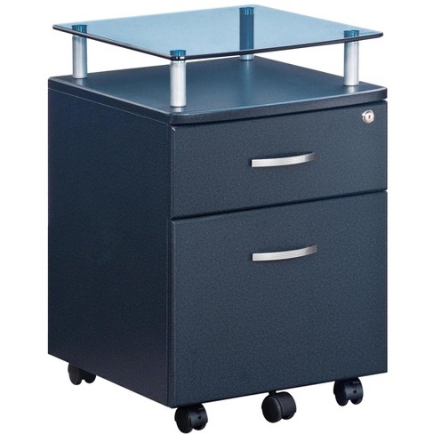 NicBex 2 Drawer Mobile File Cabinet with Metal Handle,Office Cabinet with Glass Top and Casters,Modern Cabinet,Filing Cabinets for Home Office - image 1 of 4