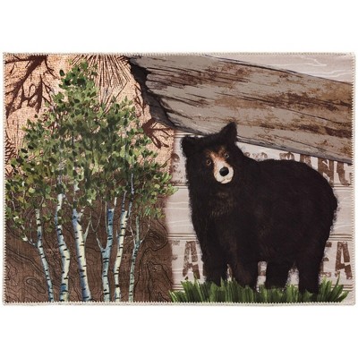 Olivia’s Home Alpine Black Bear Doormat – 22" x 32" Lodge-Style Coir Entry Rug with Rustic Wildlife Design for Cabin Decor