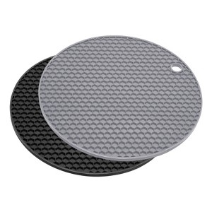 Unique Bargains Heat Resistant Non-slip Flexible Silicone Trivet Mat Light Gray, Black 2 Pcs - 1 of 3