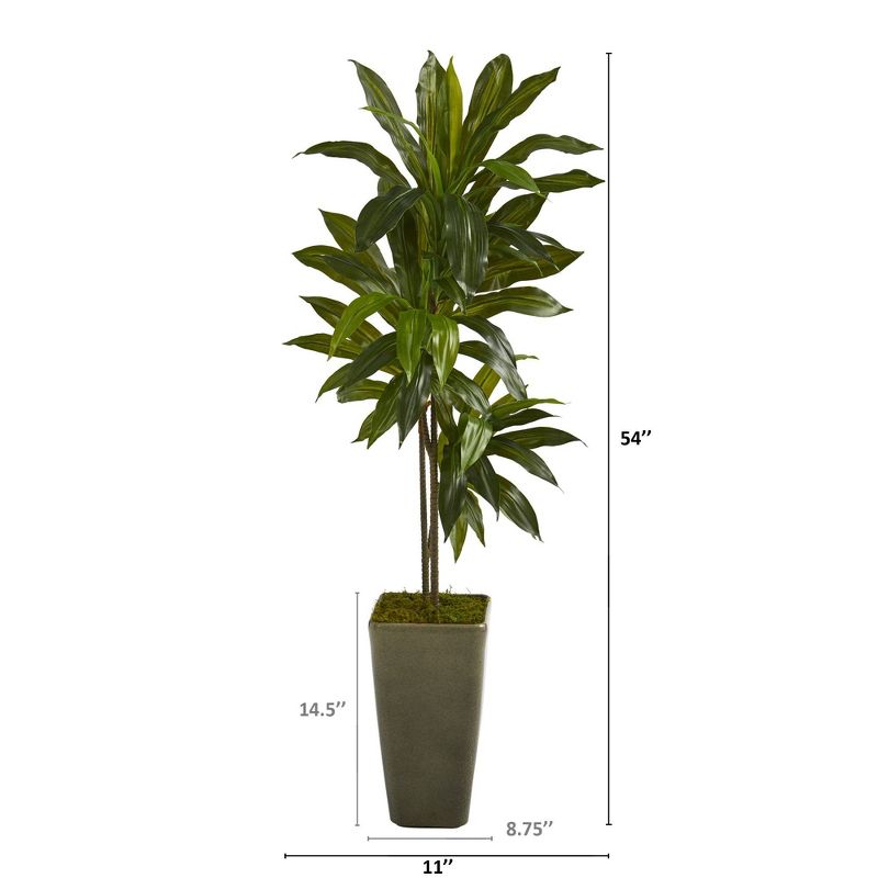 Nearly Natural 4.5-ft Dracaena Artificial Plant in Green Planter (Real Touch), 2 of 4