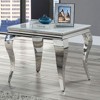 Vynxaria Series 23.5 in. White Silver Square Glass End Table with Stainless Steel Cabriole-Style Legs - 2 of 4
