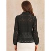 INSPIRE CHIC Women's Lace Puff Long Sleeve Casual Elegant Button Down Collar Shirt - 4 of 4