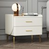 POVISON 20.87-Inch Beige Nightstand with 2 Drawers, Wood Bedside Table,Sintered Stone Tabletop, MDF, Stainless Steel Legs - 2 of 4