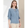 INSPIRE CHIC Women's Work Office Keyhole Pleated Front Ruched 3/4 Sleeve Chiffon Blouse - image 2 of 4