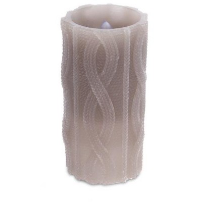 Melrose 6" Mauve Knit Pattern Battery Operated Flameless LED Wax Pillar Candle