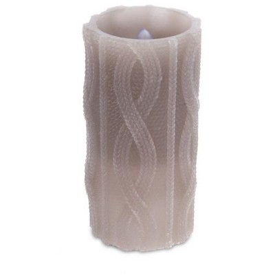 Melrose 6" Brown Cable Knit Battery Operated Flameless LED Wax Christmas Pillar Candle