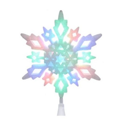 Kurt S. Adler 10 Lighted White Snowflake Christmas Tree Topper - Multi LED Lights