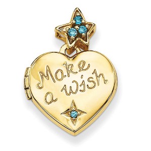 Black Bow Jewelry 14k Yellow Gold & CZ Make A Wish Star and Heart Locket, 15mm - 1 of 3