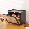 Bread Box, Double Layer Bamboo Bread Bin with Acrylic Door Panel, Countertop Bread Container, Black Bread Holder for Home Made Bread, Bagels - 2 of 4