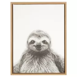 24" x 18" Sloth Framed Canvas Art Natural - Uniek