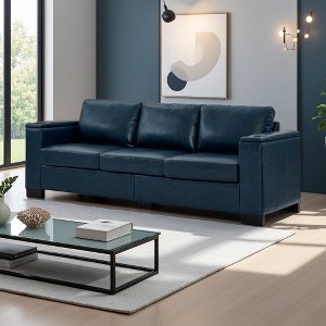 93.7" PU Leather 3-Seater Sofa with Storage & Cup Holder - 1 of 4