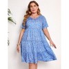 Coolmee Womens Summer Maxi Dress Plus Size Casual  Short Sleeve Ruffle Tiered V Neck Swing Long Sundress - 3 of 4